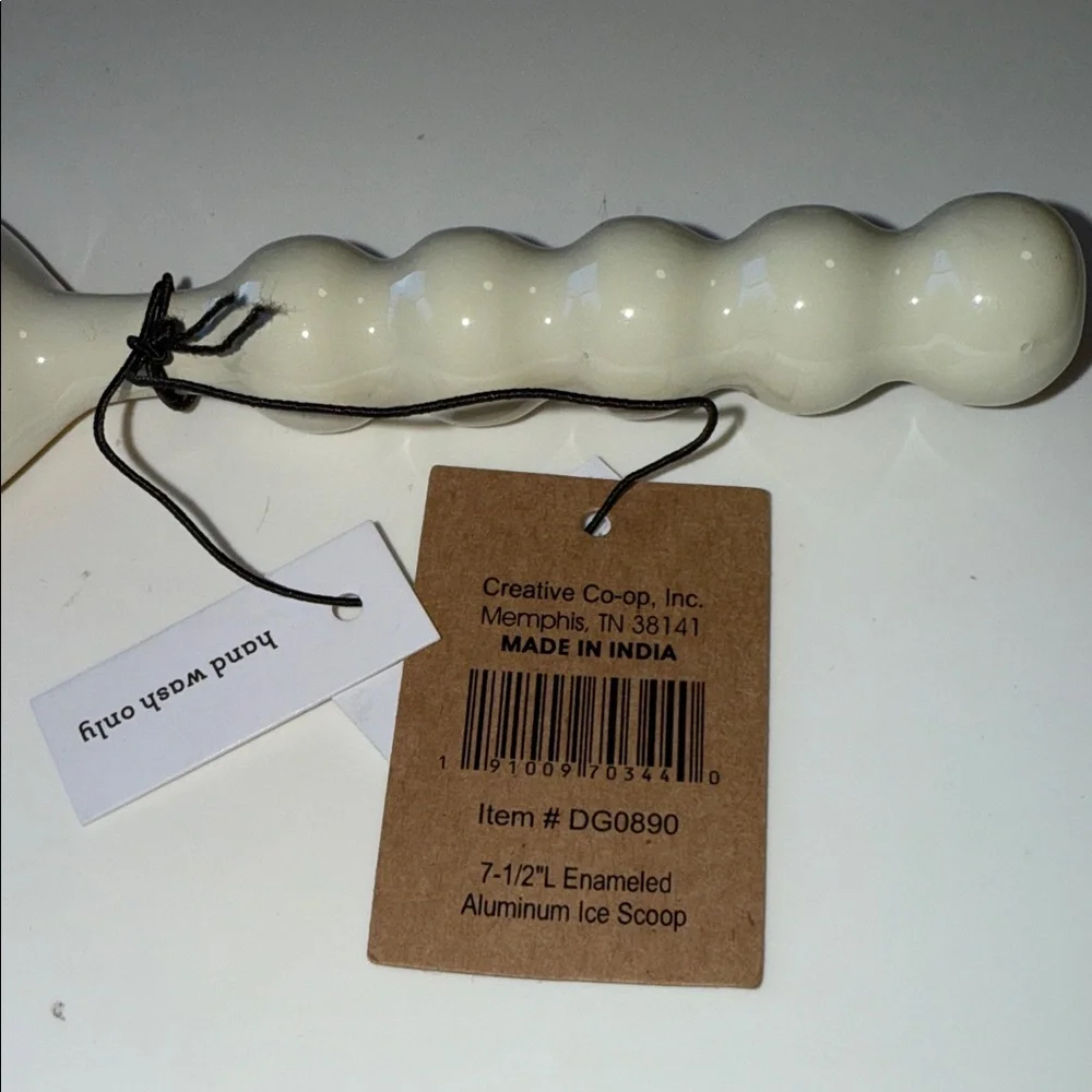 Ew-Creative Co-Op Gold metal and ceramic Cream Serving Spoon/ scoop